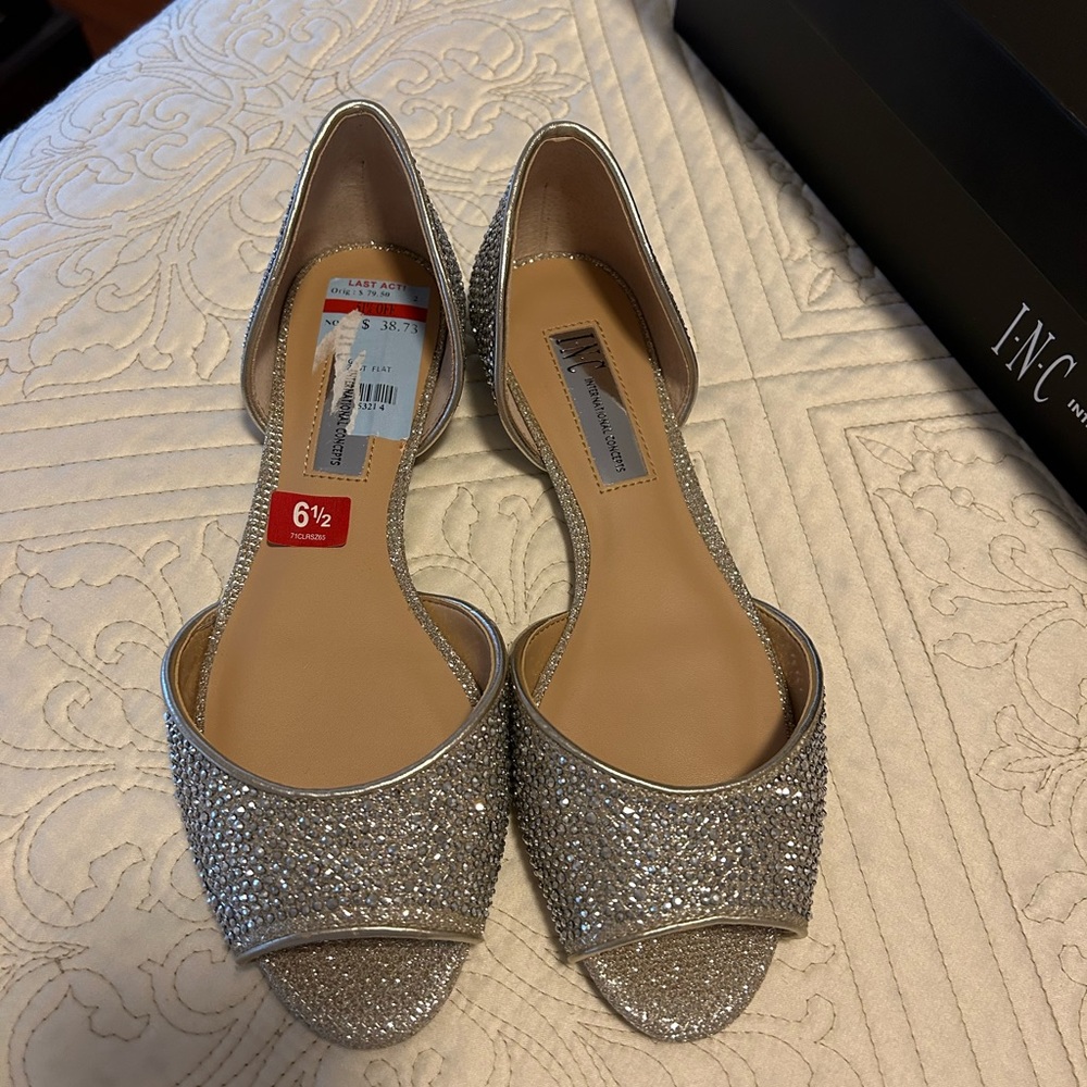 Georgette Silsat..Worn once, jewel, encrusted dress shoes.  Flats.